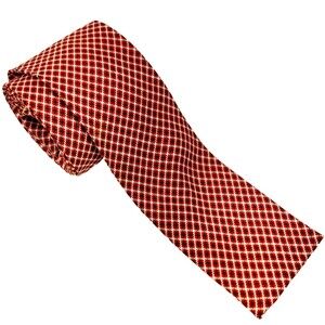 Thoro-Bred Cavalier Vtg Tie Square End Skinny Plaid Red Argyle MCM Preppy Retro